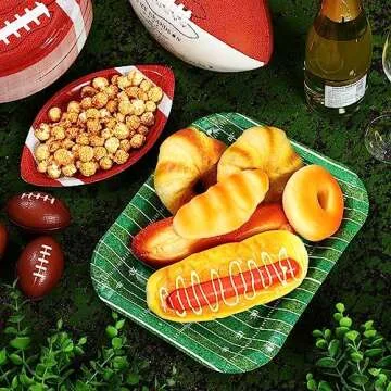 Tanlade 200 Pcs Football Plates Sport Paper Plates Football Party Decorations Supplies Disposable Pl...