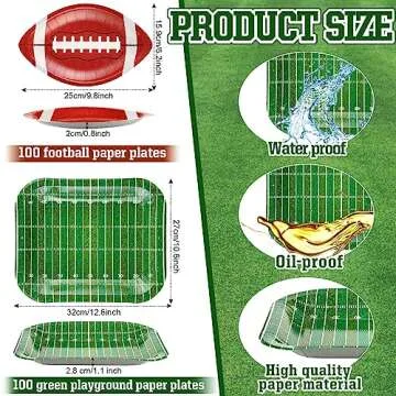 Tanlade 200 Pcs Football Plates Sport Paper Plates Football Party Decorations Supplies Disposable Plates Snack Nacho Platter Serving Trays for Football Game Day Sports Event Tailgate Party, 2 Styles