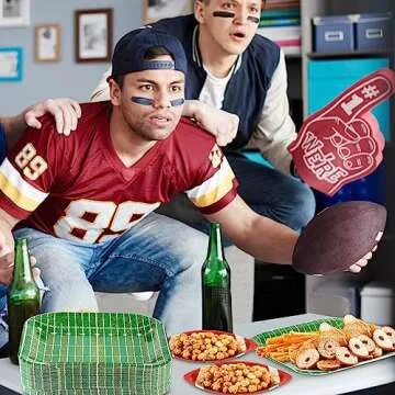 Tanlade 200 Pcs Football Plates Sport Paper Plates Football Party Decorations Supplies Disposable Plates Snack Nacho Platter Serving Trays for Football Game Day Sports Event Tailgate Party, 2 Styles