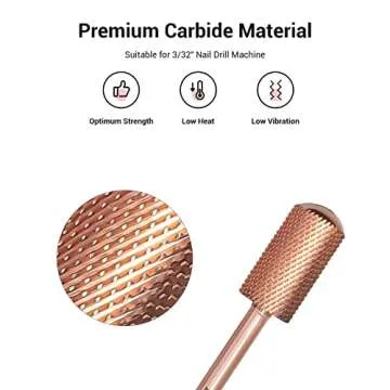 MelodySusie Safety Nail Drill Bits, 3/32" Smooth Round Top Large Barrel Carbide Bits, Suitable for M...