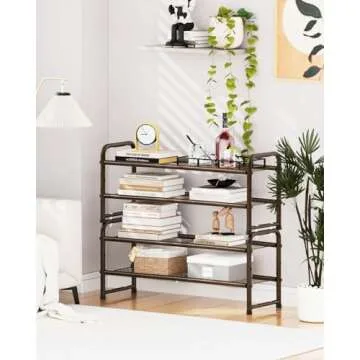 SUFAUY 2 Tier Shoe Rack - Heavy Duty Stackable Shoe Organizer with Metal Construction