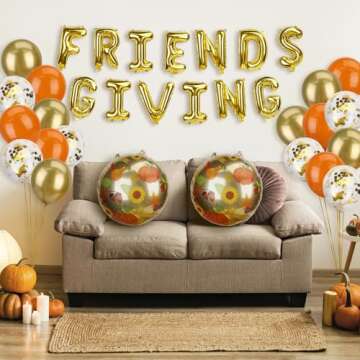 Friendsgiving Party Decorations, Friendsgiving Balloons Garland Kit includes Gold "FRIENDS GIVING" F...