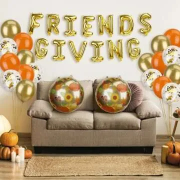 Friendsgiving Party Decorations, Friendsgiving Balloons Garland Kit includes Gold "FRIENDS GIVING" F...