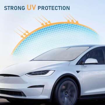 MASHA Car Windshield Sun Shade Compatible for Tesla Blocks UV Rays Sun Visor Protector, Front Window...