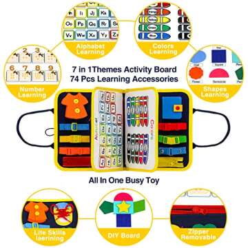 HarVow Busy Book for Toddlers, Montessori Home Teach Life Skills & Learning Skills for Kids 2-4, Montessori Educational Toys, Sensory Autism Toys, Preschool Learning Activity for Boys & Girls Age 1-3