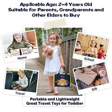 HarVow Busy Book for Toddlers, Montessori Home Teach Life Skills & Learning Skills for Kids 2-4, Montessori Educational Toys, Sensory Autism Toys, Preschool Learning Activity for Boys & Girls Age 1-3