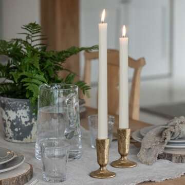 Handcrafted Antique Brass Iron Taper Candle Holders Set of 2 Elegant