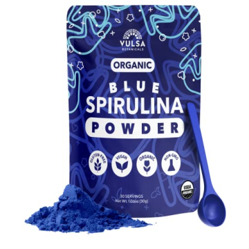 Organic Blue Spirulina Powder - 100% Natural Powdered Blue-Green Algae, No Fishy Smell, Nutrient-Den...
