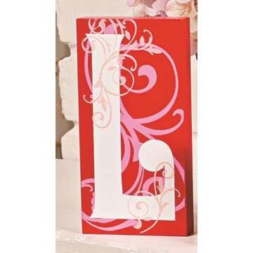 Love Blocks Wooden V-day Gift Table Top Decoration Home Accent Red Pink White Scrolls Heart Shape Design Romantic Sign L O V E Words Valentine's Day Decor (Original Version)