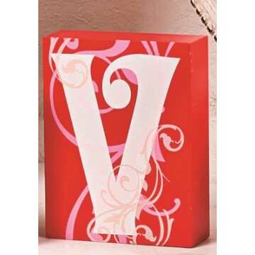 Love Blocks Wooden V-day Gift Table Top Decoration Home Accent Red Pink White Scrolls Heart Shape Design Romantic Sign L O V E Words Valentine's Day Decor (Original Version)