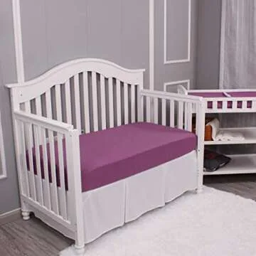 Belsden 3 Pack Soft Waterproof Crib Sheets, Wipeable Machine Washable Crib and Toddler Mattress Pad Cover, Fitted Microfiber Baby Girl Sheets Set, 28’’x 52’', Pink & Purple & Apricot