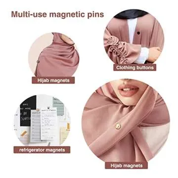 PeacePray 8 Pairs Premium Strong Hijab Magnets, No-Snag Multi-Use Hijab Magnetic Pins, Professional Pinless Magnetic Hijab Pins, Matte Black Pack