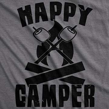 Mens Happy Camper Shirt Funny Camping Cool Hiking Graphic Vintage Tee 80s Saying Funny T Shirts Vint...