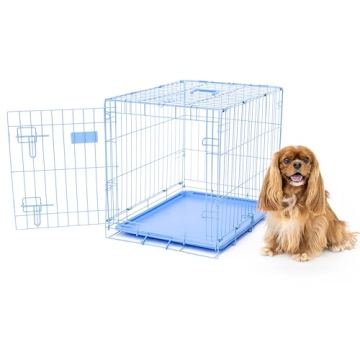 Carlson Blue Secure Compact Single Door Metal Dog Crate for Small Pets
