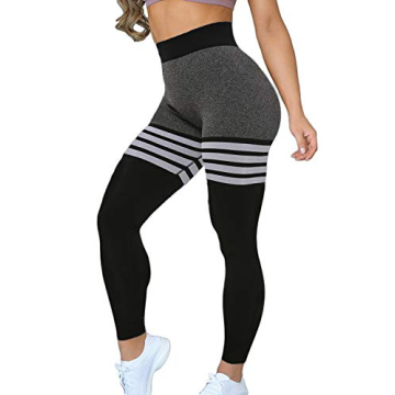KIWI RATA Women's Striped Leggings High Waisted Seamless Butt Lift Yoga Pants Sports Workout Tights ...