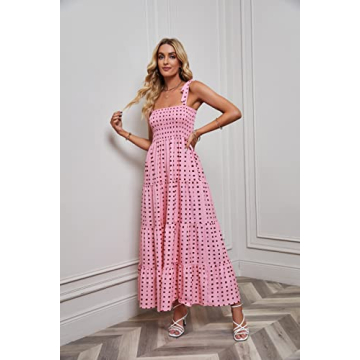 Kinstell Women’s Summer Boho Maxi Dress Flowy Ruffle