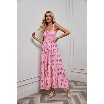 Kinstell Women’s Summer Boho Maxi Dress Flowy Ruffle