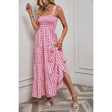 Kinstell Women’s Summer Boho Maxi Dress Flowy Ruffle