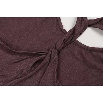 IRISGOD Womens Workout Tank Tops Summer Graphic Twisted Back Gym Sleeveless Tshirt Tops Burgundy