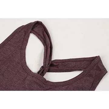 IRISGOD Womens Workout Tank Tops Summer Graphic Twisted Back Gym Sleeveless Tshirt Tops Burgundy