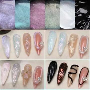 Fcozpjk Solid Builder Gel Kit, 6 Colors Non Sticky Solid Builder Gel for Nails Aurora Blue Pink Pearl White Builder Gel With Silicone Carving Pen Hard Gel 3D Sculpting Gel Nail Art Starter Kit