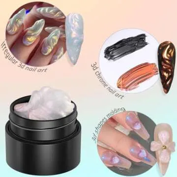 Fcozpjk Solid Builder Gel Kit, 6 Colors Non Sticky Solid Builder Gel for Nails Aurora Blue Pink Pearl White Builder Gel With Silicone Carving Pen Hard Gel 3D Sculpting Gel Nail Art Starter Kit