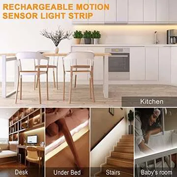 KOLANDY Motion Sensor LED Light Strip Motion Sensor Light Indoor Closet Lights Motion Sensored Under Cabinet Lights Battery Powered Lights for Kitchen Counter, Stairs Motion Activated Led Light Strip