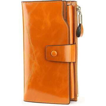 Genuine Leather RFID Wallet with Phone Pocket