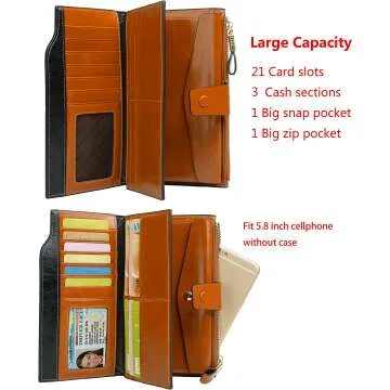 Genuine Leather RFID Wallet with Phone Pocket