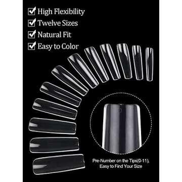 240 Pieces Acrylic Full Cover Nail Tips