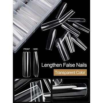 240 Pieces Acrylic Full Cover Nail Tips