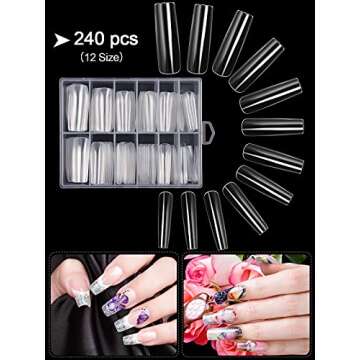240 Pieces Acrylic Full Cover Nail Tips