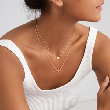14K Gold Plated Initial Heart Necklace for Women - FETTERO