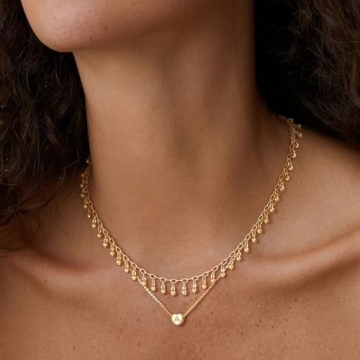 14K Gold Plated Initial Heart Necklace for Women - FETTERO