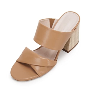 PiePieBuy Women's Heeled Sandals Open Toe Slip-On Mules