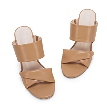 PiePieBuy Women's Heeled Sandals Open Toe Slip-On Mules