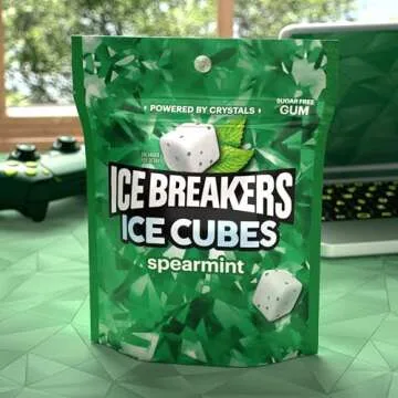 ICE BREAKERS Ice Cubes Spearmint Gum Pouch, 100 Pieces