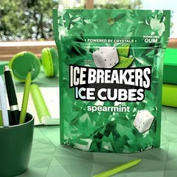 ICE BREAKERS Ice Cubes Spearmint Gum Pouch, 100 Pieces