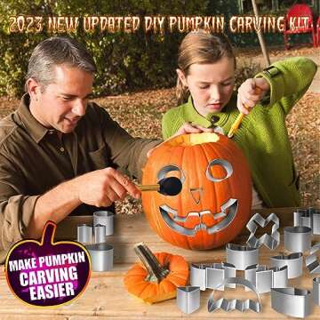 IWPTY 43 PCS Pumpkin Carving Kit for Kids Adults, Halloween Pumpkin Easy Made Stencils, Stainless St...