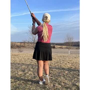 Fulbelle Black Tennis Skirt with Pockets for Summer Fun