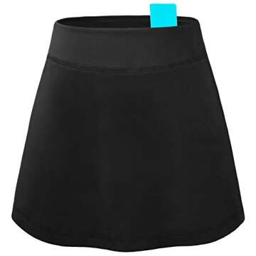 Fulbelle Black Tennis Skirt with Pockets for Summer Fun