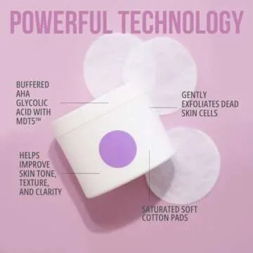 Exfoliating Glycolic Acid Pads | Anti-Aging, Smoothing, Resurfacing Pads | Somme Institute Transport Alcohol-Free Brightening Pads for Gentle Dirt Removal and Pore Cleansing | 50 Ct.