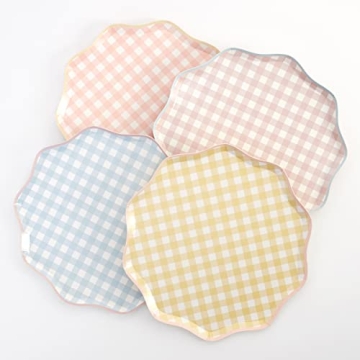 Meri Meri Easter Gingham Paper Plates (Pack of 12), Stylish Disposable Plates for Parties