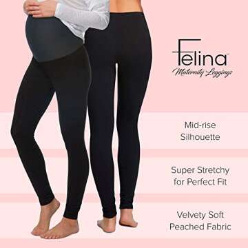Felina Velvety Soft Maternity Leggings for Women - Yoga Pants for Women, Maternity Clothes - (2-Pack) (X-Large, Black)