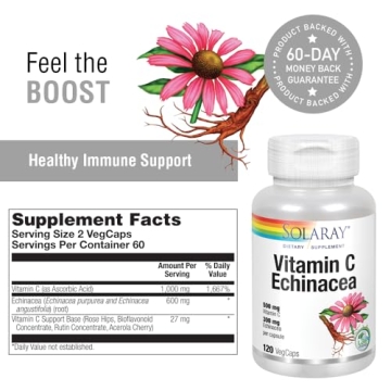 Solaray Vitamin C & Echinacea for Healthy Immune Support