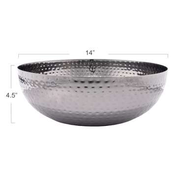 Creative Co-Op Round Hammered Metal Bowl, Oxidized Silver