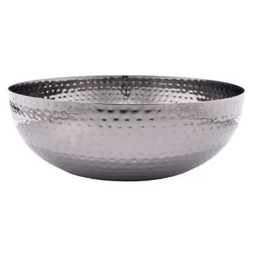 Creative Co-Op Round Hammered Metal Bowl, Oxidized Silver