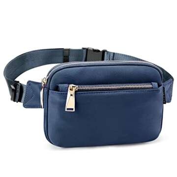 ZORFIN Fanny Packs for Women Men: Crossbody Belt Bag with Adjustable Strap - Fashion Waist Packs for Workout Running Traveling Hiking Dark Blue
