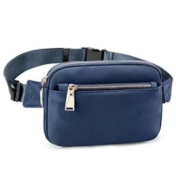 ZORFIN Fanny Packs for Women Men: Crossbody Belt Bag with Adjustable Strap - Fashion Waist Packs for Workout Running Traveling Hiking Dark Blue