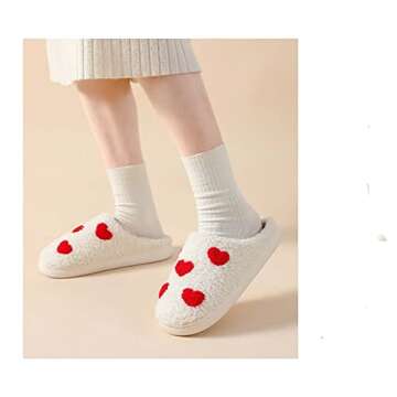 YJEUS Women's Men's Heart Heart Slippers Strawberry Cherry Mushroom Slippers Evil Eye Slippers Cartoon Animal Cat Slippers Memory Foam Cozy Plush Slippers Couple Indoor Household Slippers, Little